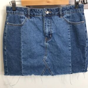 Vero Moda jean mini cutoff skirt, blue, pockets size Medium
